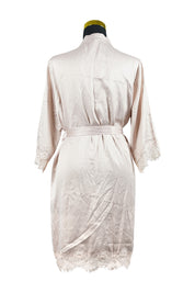 Le Rose Stories Champagne Pink Lace Trim Robe