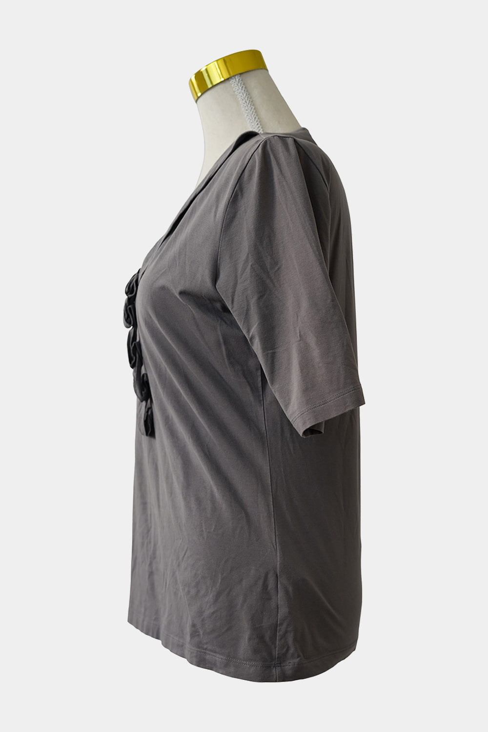 Hugo Boss Grey Scoop T-Shirt with Ruffled Front Detailing
