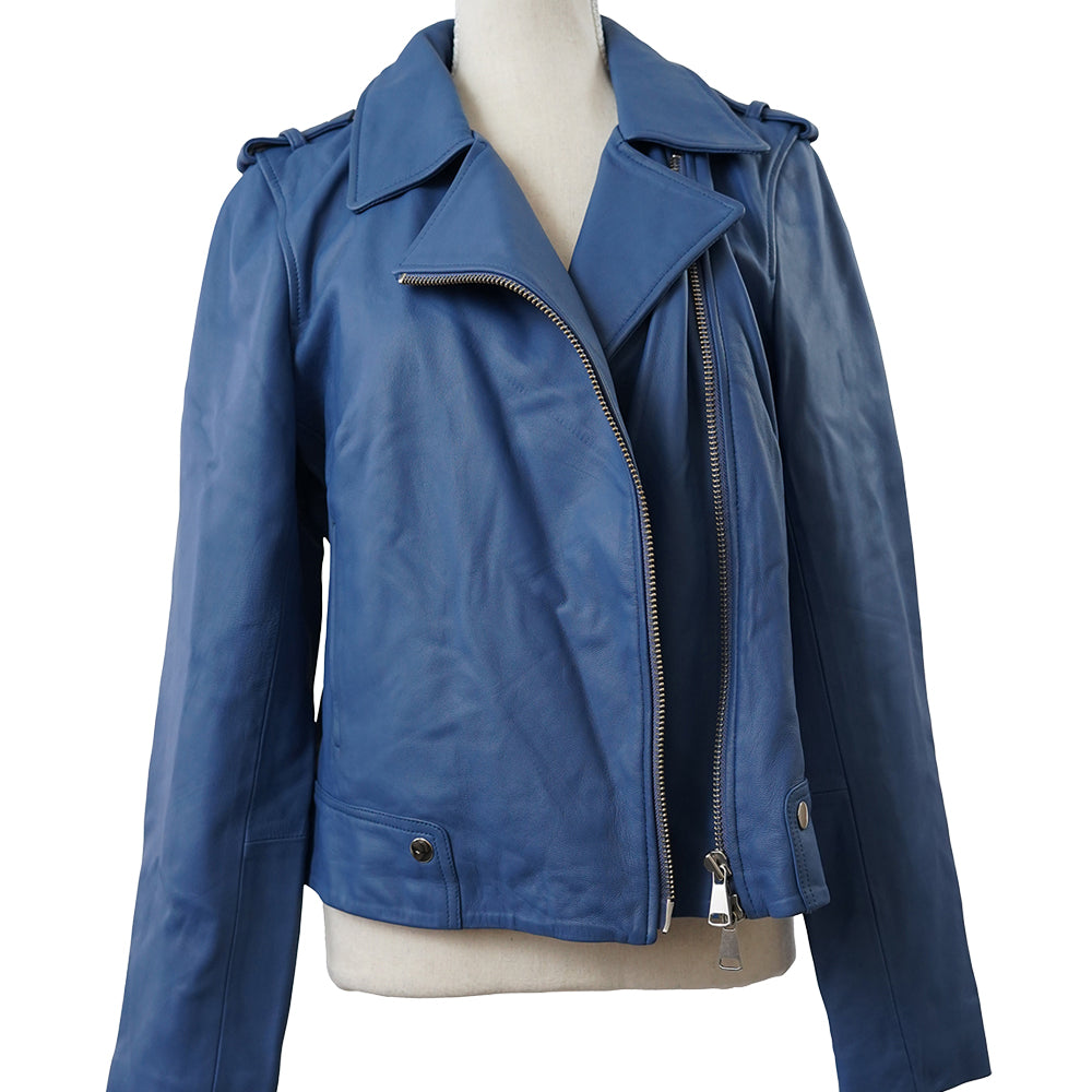 STELLA Blue Leather Biker Jacket