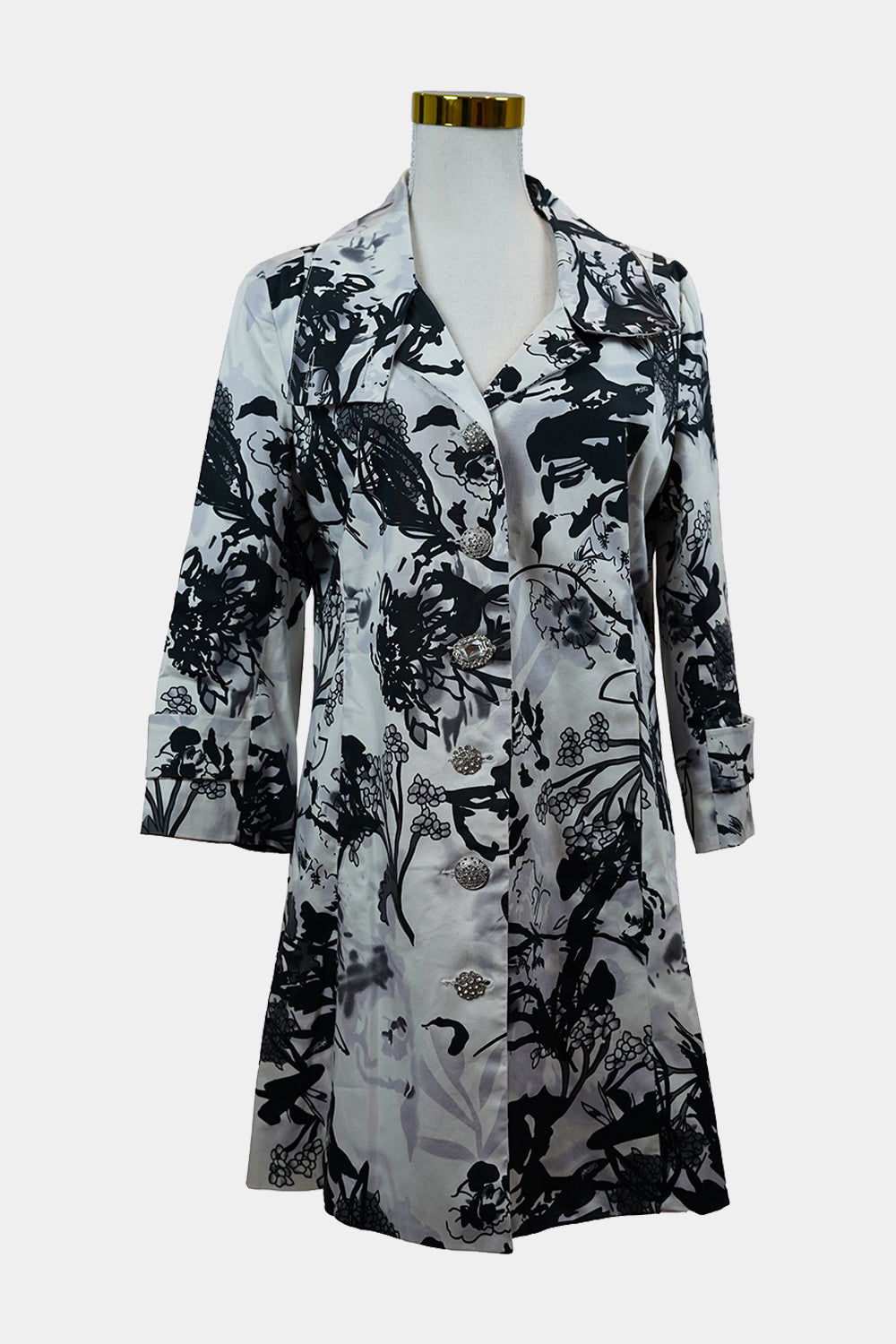 Motto Inc White, Black, Lavender Floral Long Blazar