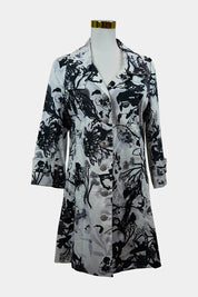 Motto Inc White, Black, Lavender Floral Long Blazar