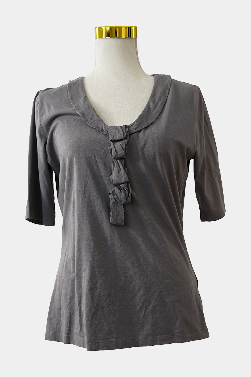 Hugo Boss Grey Scoop T-Shirt with Ruffled Front Detailing