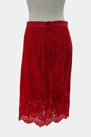 H&M Red Lace Midi Skirt