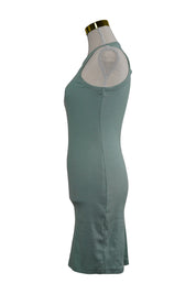LUVALOT Blue Ribbed Tank Mini Dress