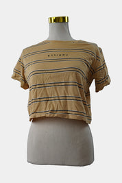 THRILLS Yellow, Black, White Cropped Embroidered T-Shirt