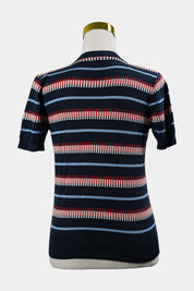 DOTTI Navy Patterned Short Sleeve Knit T-Shirt