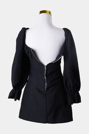 White Fox Black Long Sleeve Dress