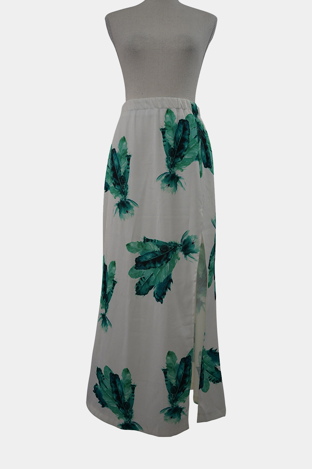 ALMA White, Green Maxi Skirt