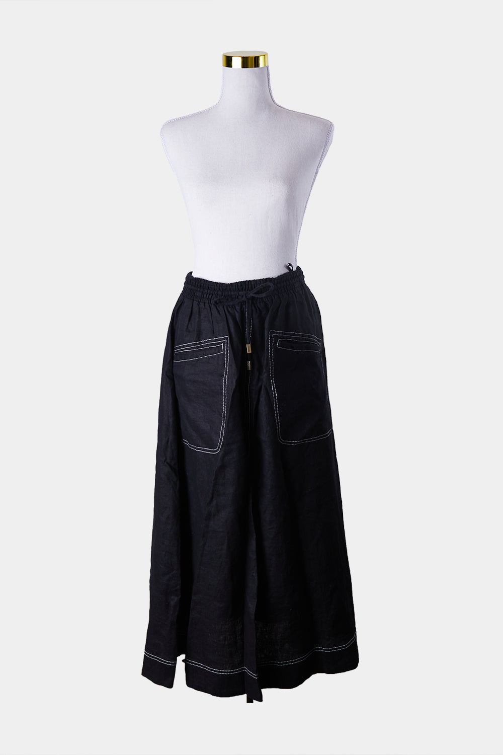 AJE Black Linen Skirt