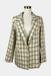 LIONESS Cream Plaid Blazer