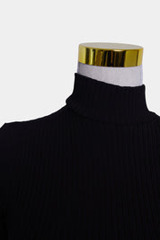 Bec + Bridge Black High Neck Long Sleeve Ribbed Knit Dress