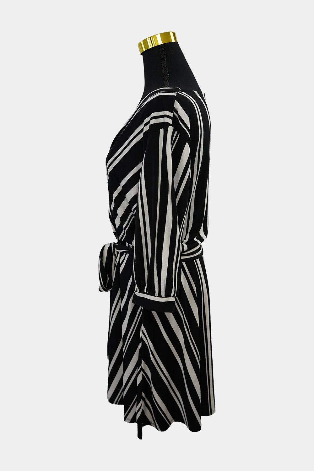 H&M Black, White Striped Wrap Dress