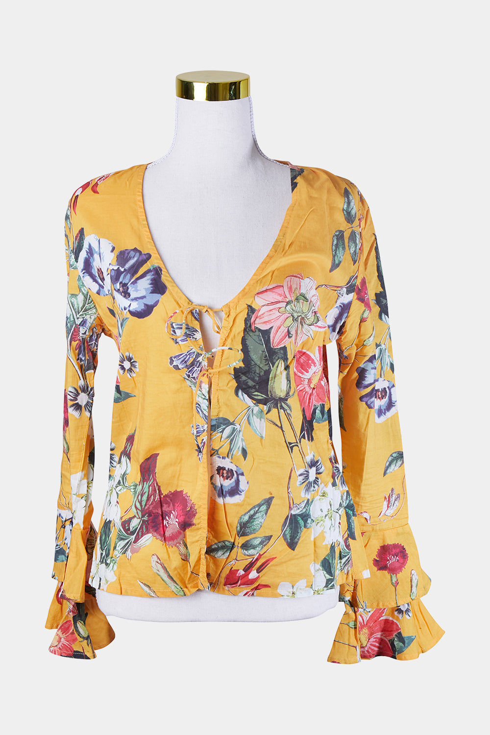 Sara Fox Yellow Pattern Tie Top