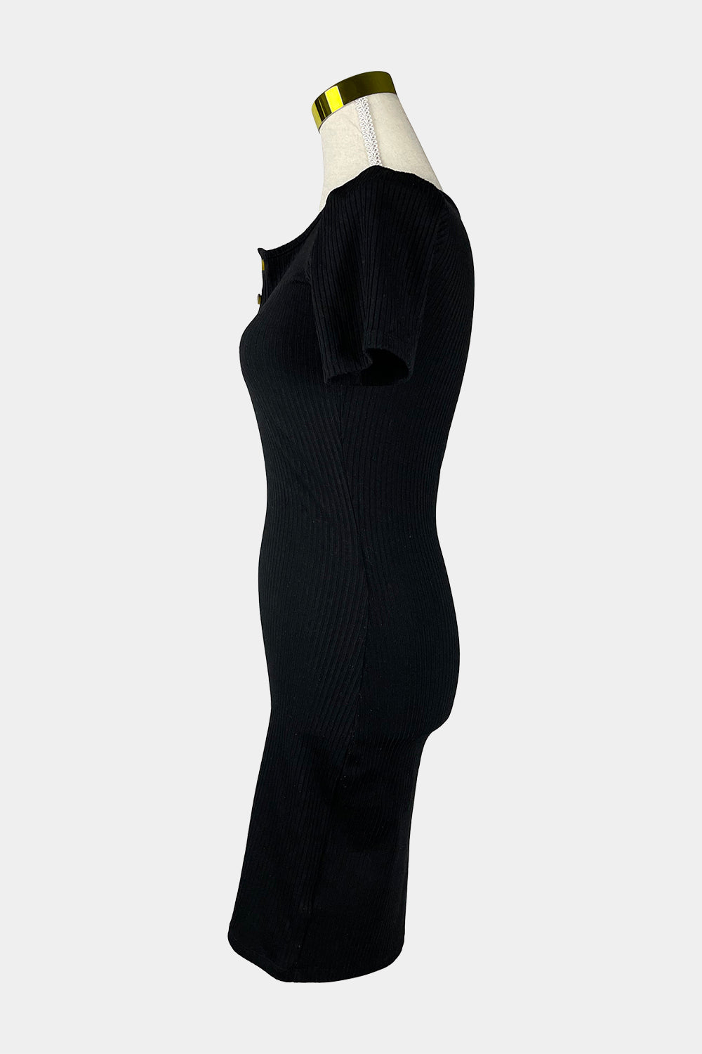 H&M Black Ribbed Knit Midi Dress