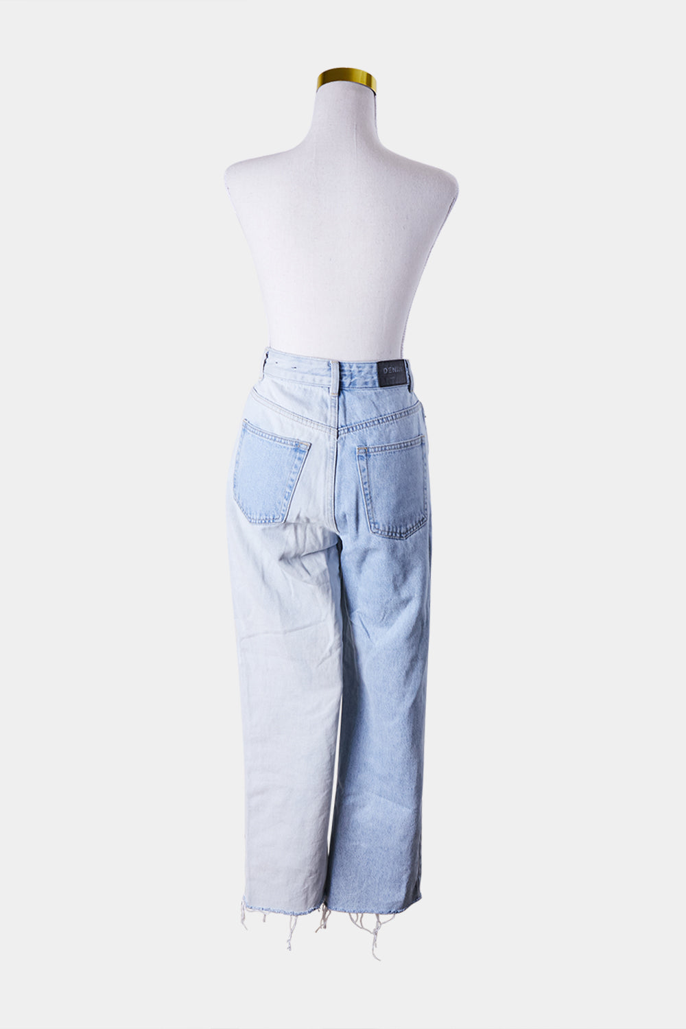 GLASSONS Blue Contrast High Rise Frayed Edge Jeans