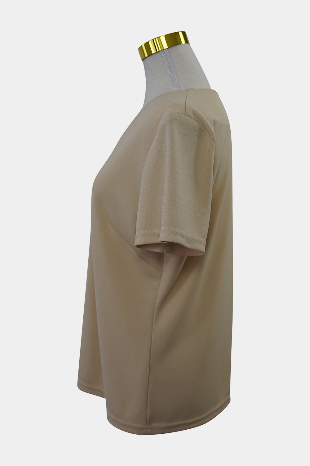 Perri Cutten Beige V-Neck Short Sleeve Blouse