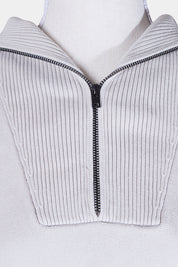 WHITCHERY Bone Zip Up Knit Sweater
