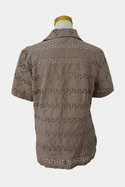 Noni B Khaki Lace Button Down T-Shirt