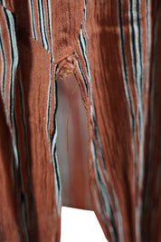 INTO Burnt Orange Striped Asymmetrical Midi Dress