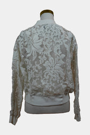 CAMEO White Sheer Lace Bomber Jacket