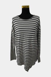 SEED Grey Black Striped Long Sleeve Top