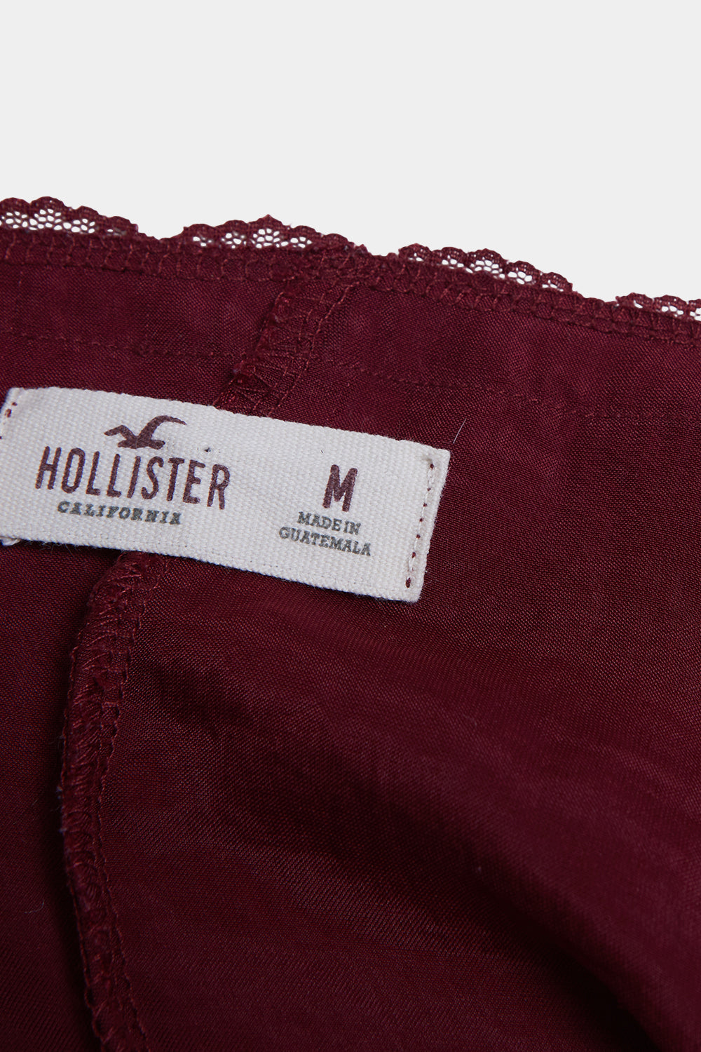 HOLLISTER Burgundy Lace Detail Slip Dress
