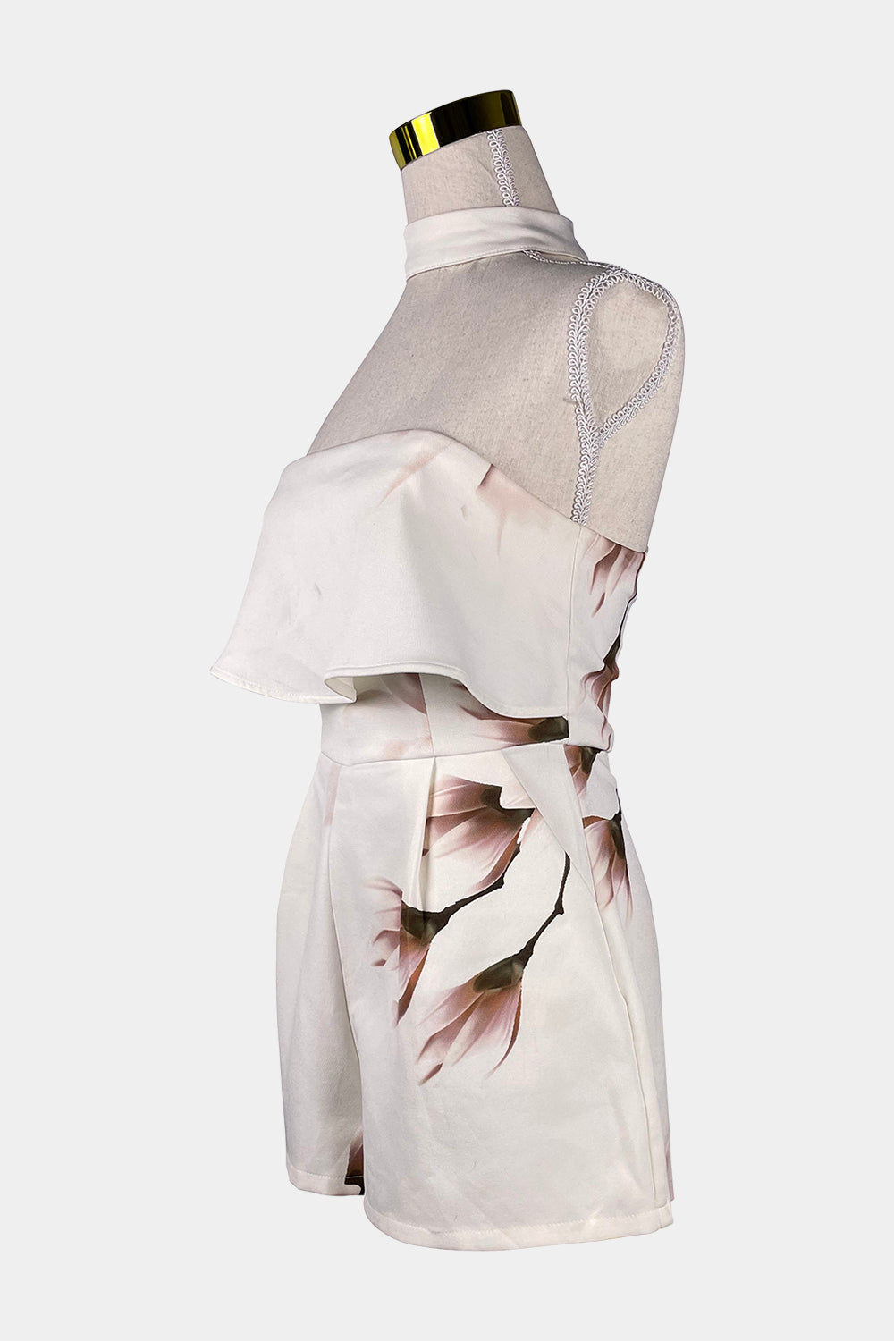 LUVALOT White Strapless Floral Playsuit