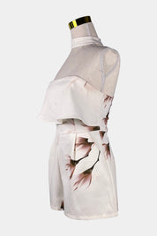 LUVALOT White Strapless Floral Playsuit