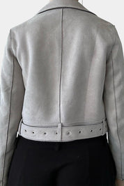 ZARA Grey Suede Biker Jacket
