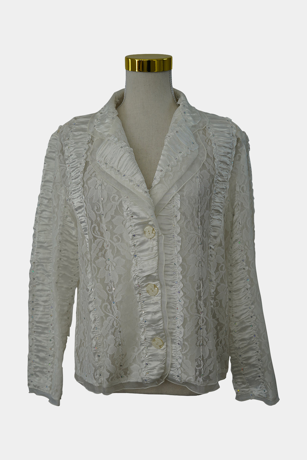 Olla Oh White Lace Sequin Collard Blazar