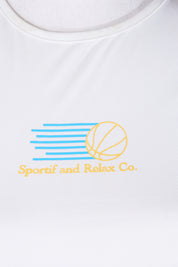 NONE White Crop Print Stretch Tee