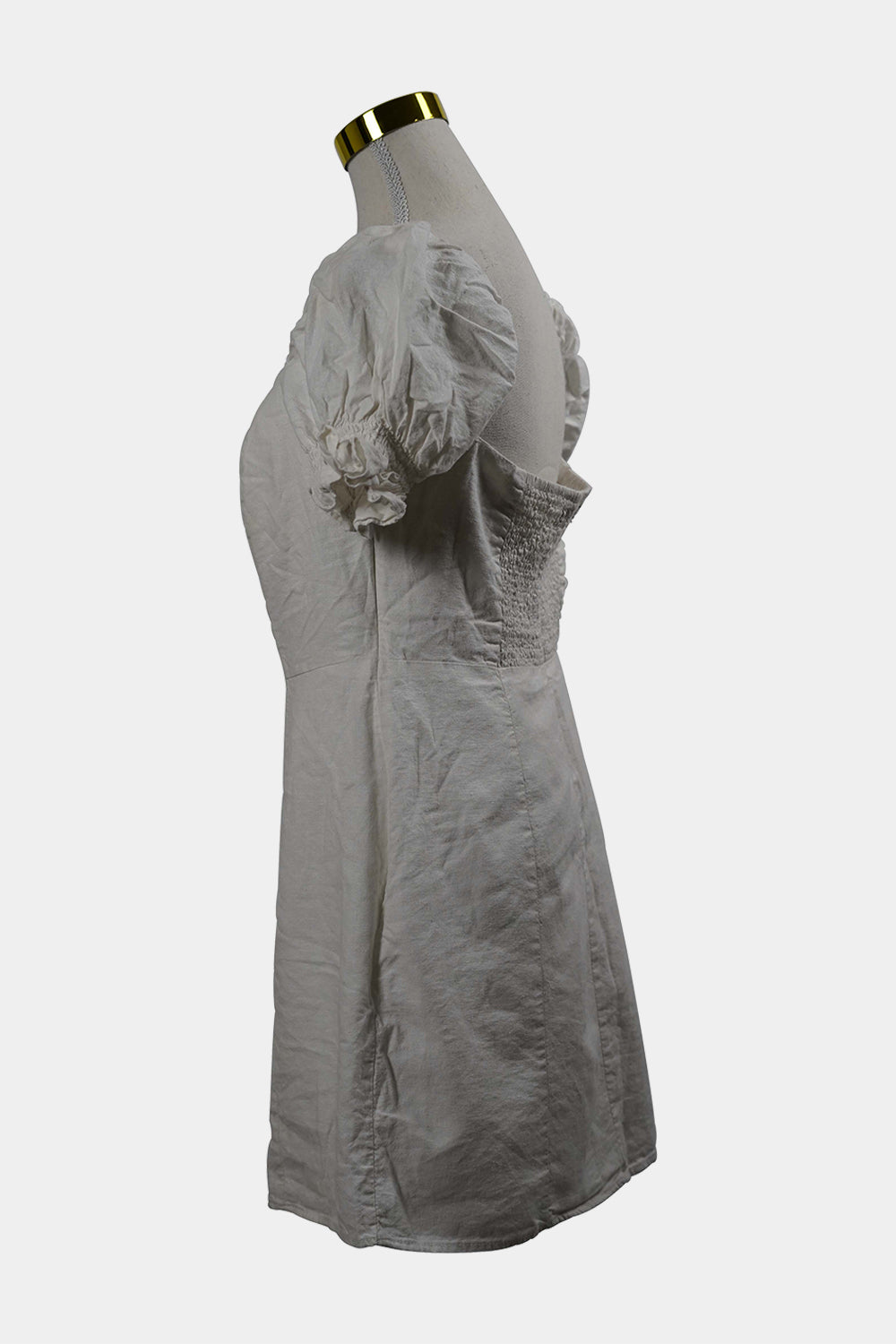 GLASSONS White Mini Dress Puffed Sleeves