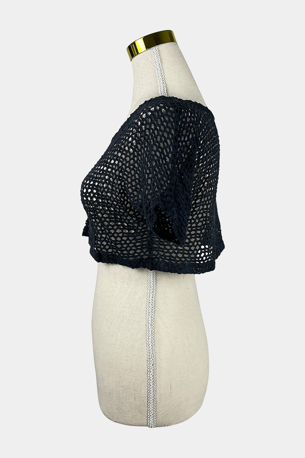 In Gear Black Crochet Crop Top