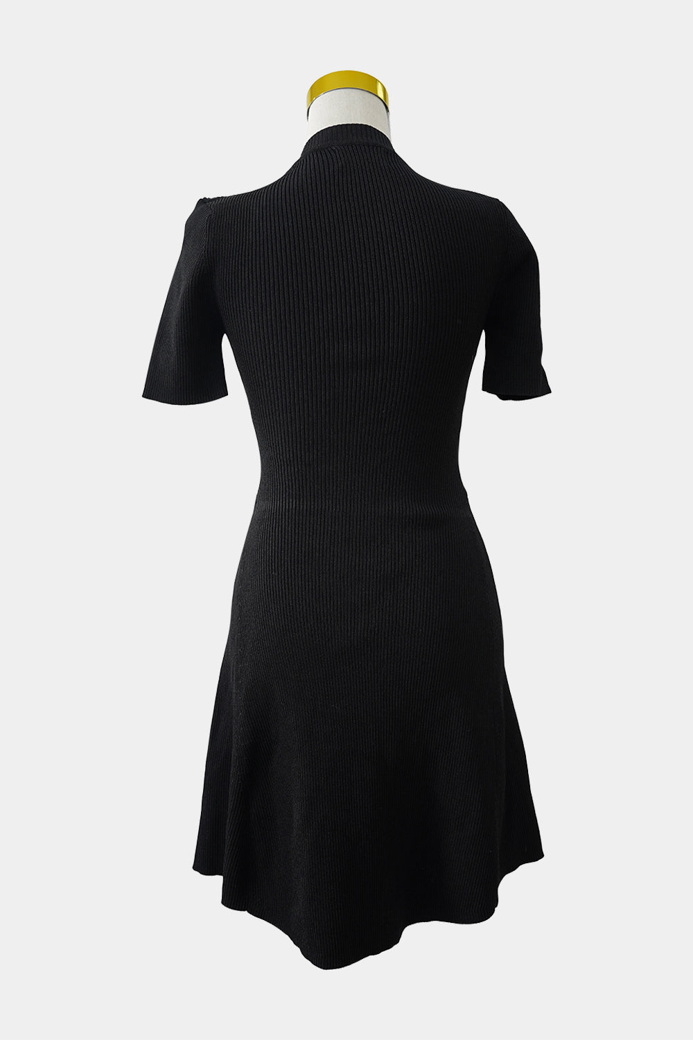 DISSH Black Ribbed Knit Short Sleeve Mini Dress