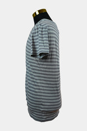 DIESEL Grey Striped V Neck Tee