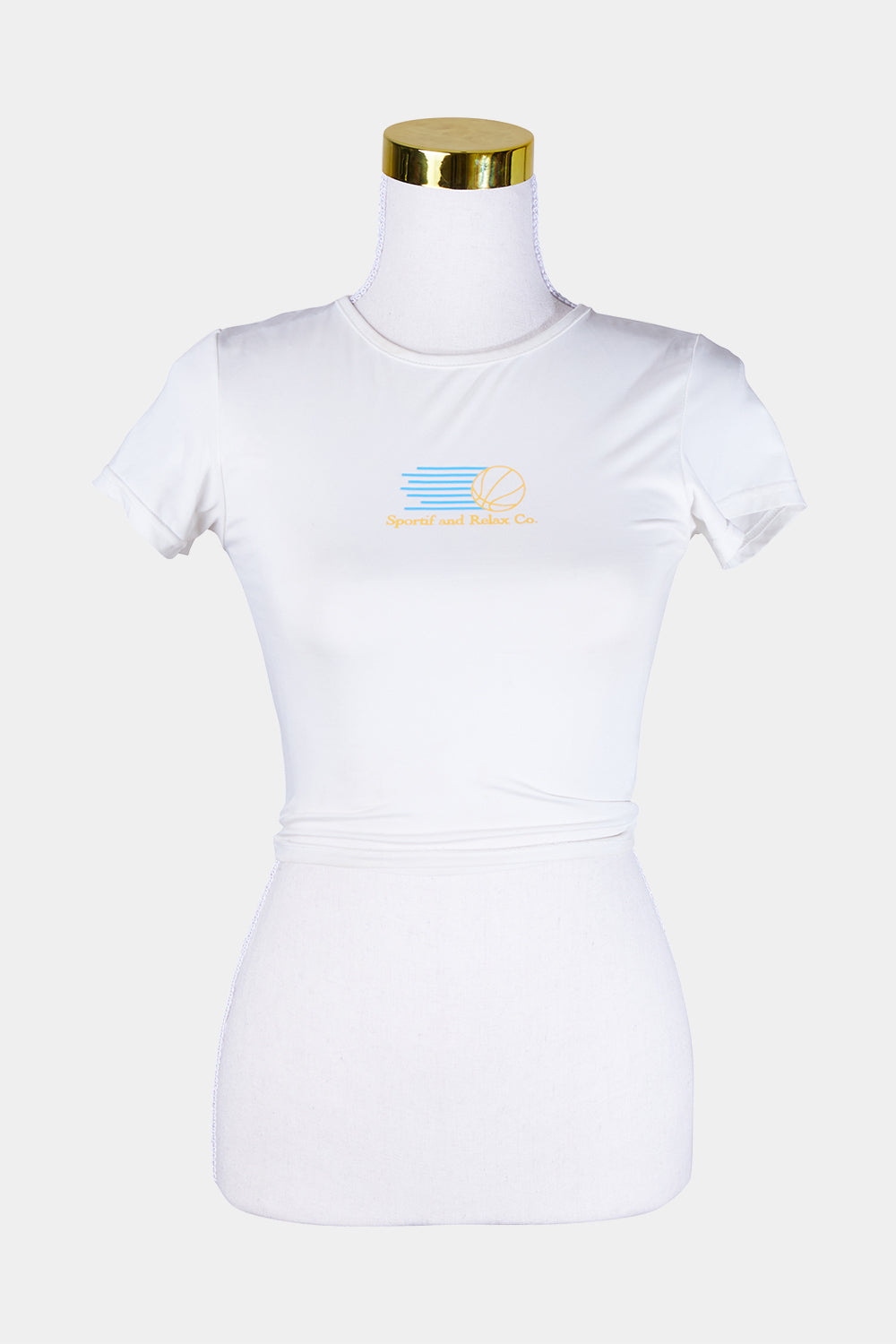 NONE White Crop Print Stretch Tee