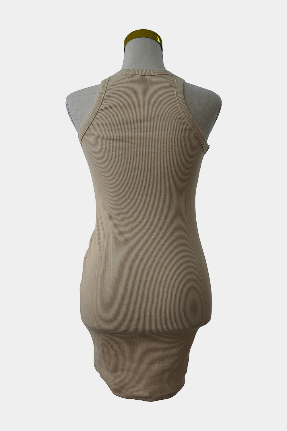 THANNE Beige Eliza Ribbed Mini Dress