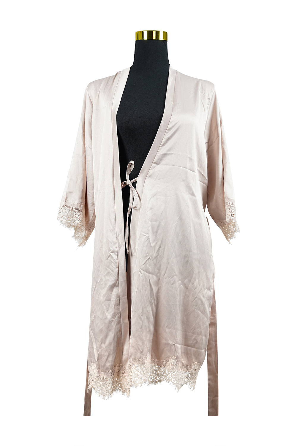 Le Rose Stories Champagne Pink Lace Trim Robe