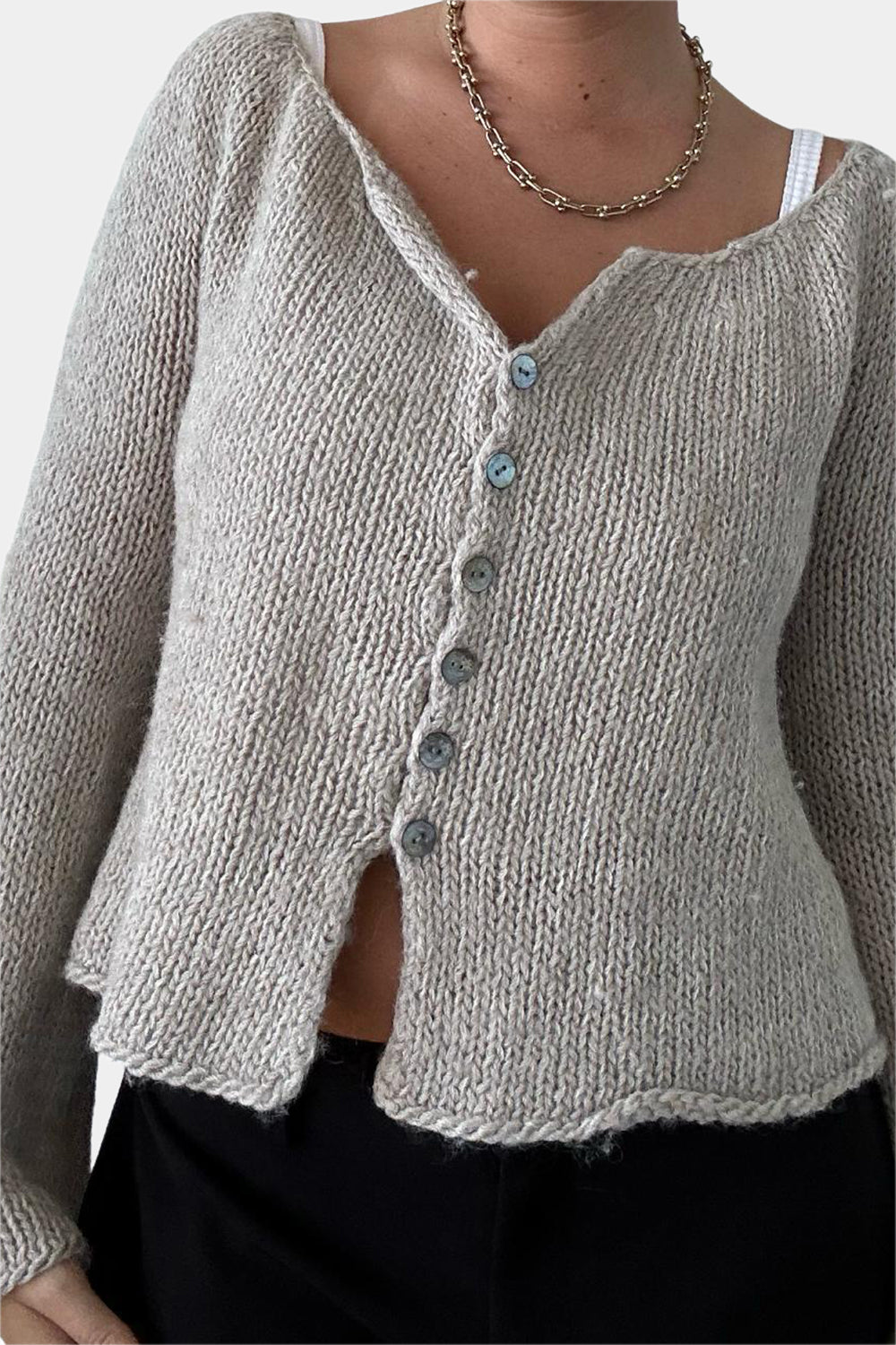 FLANNEL Light Grey Cardigan