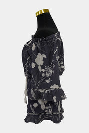 AVA Grey Floral Off the Shoulder Romper