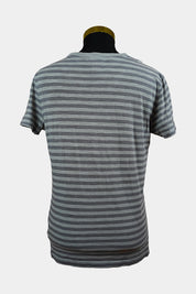DIESEL Grey Striped V Neck Tee