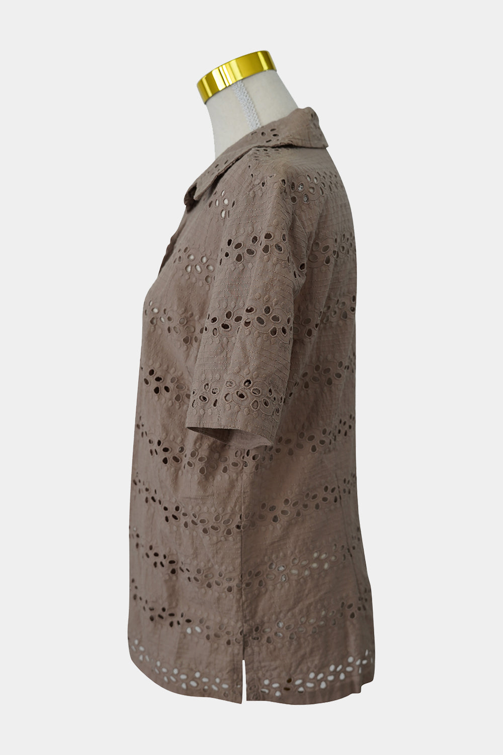 Noni B Khaki Lace Button Down T-Shirt