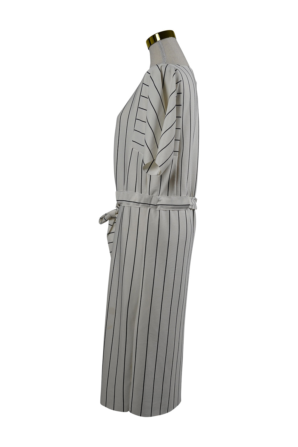 Miss Selfridge Black, White Striped Midi Dress with Belt