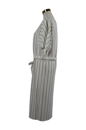 Miss Selfridge Black, White Striped Midi Dress with Belt