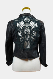 STRIKING Black Cropped Jacket with Lace Back