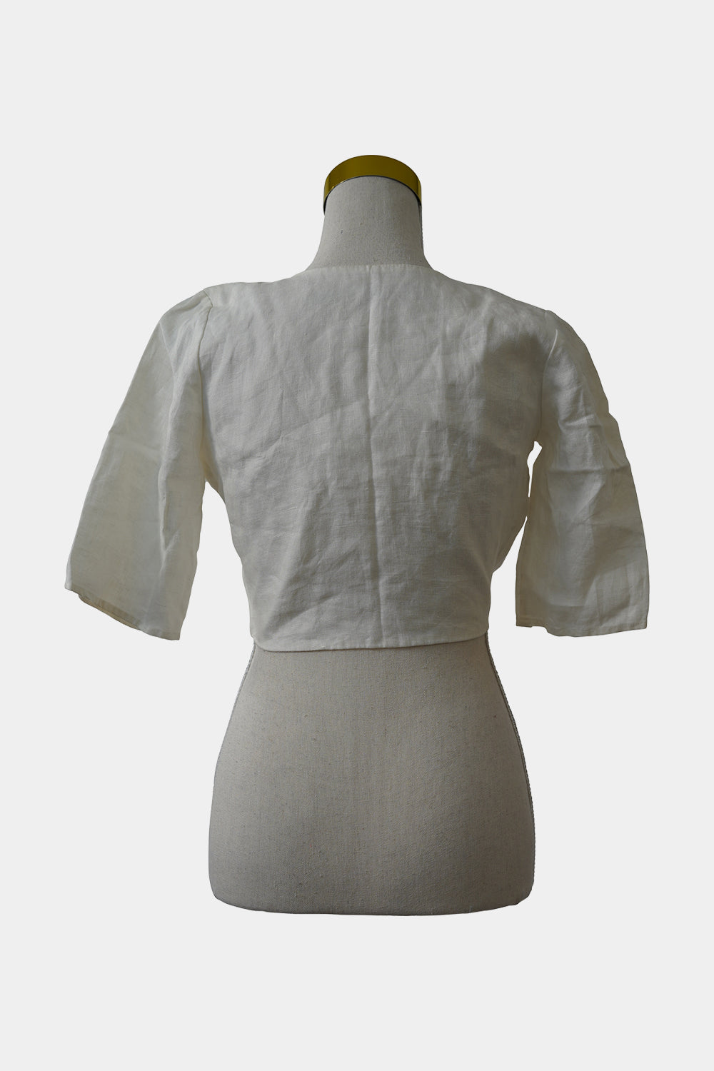 BACKSTAGE White Linen Cropped Tie Up Top