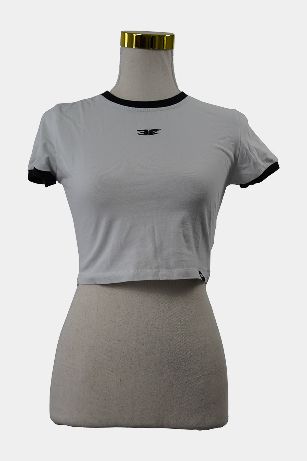Elite Eleven White Baby Tee Black Contrast Trim