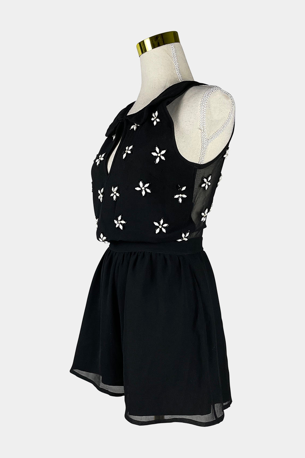 TOPSHOP Black Beaded Playsuit