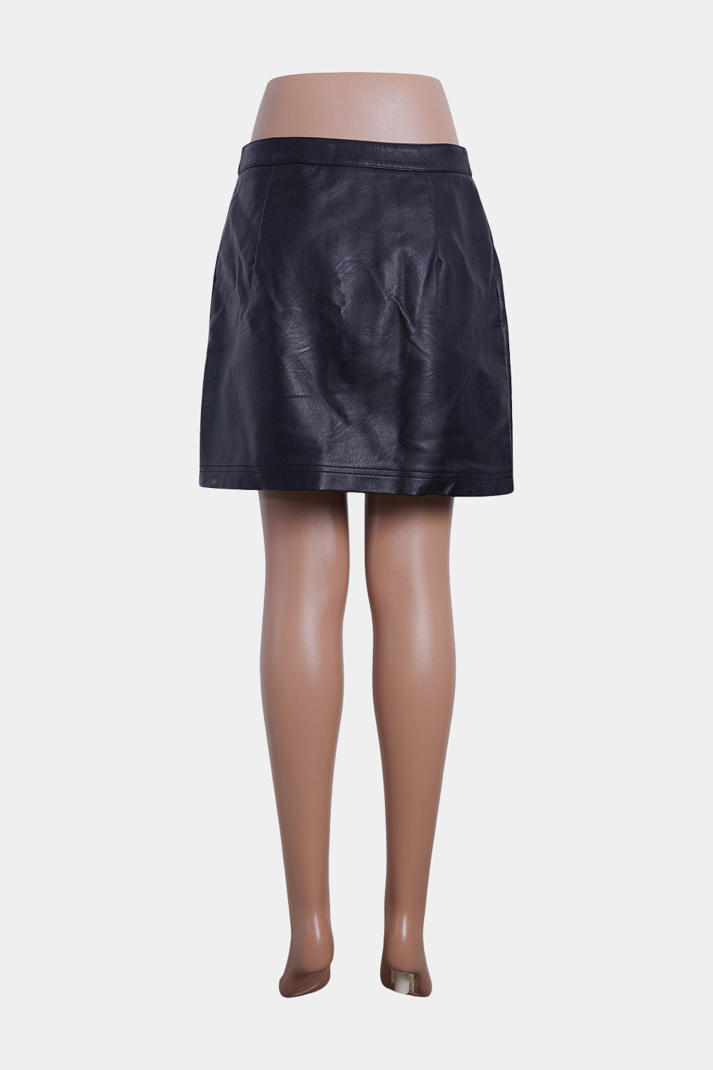 Topshop Black Leather Zip Detail Mini Skirt