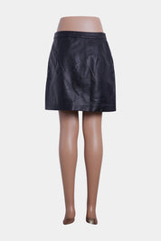 Topshop Black Leather Zip Detail Mini Skirt